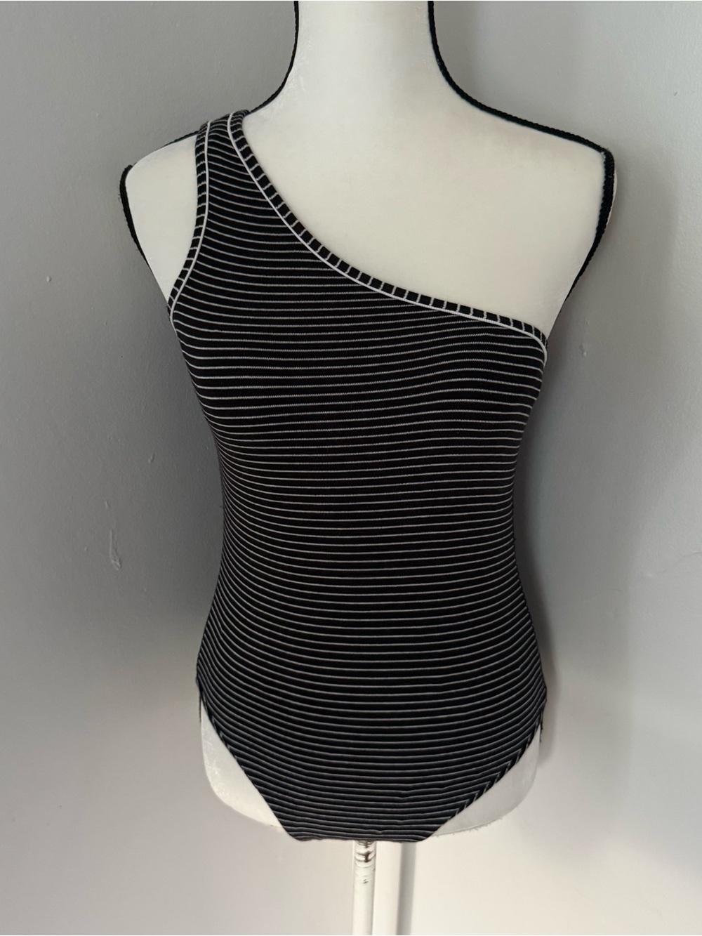 Allsaints Womens Freyla Stripe Bodysuit Black Size US 6